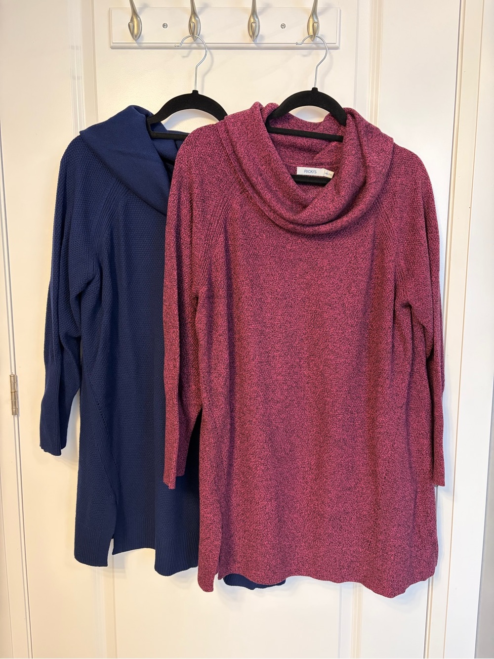Set of 2! Ricki’s XXL Cowl Neck Sweaters (Blue & Pink)